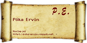 Póka Ervin névjegykártya